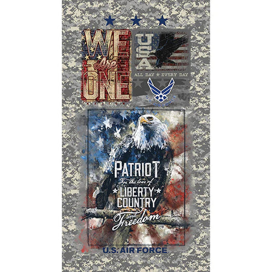 Air Force Armed Forces  Military Panel 24" Sykel Cotton Fabric Syk-1337-AF