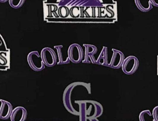 Colorado Rockies MLB Baseball Logo Black Fabric Traditions Polyester FLEECE Fabric MLB-60069-B