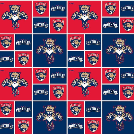 Florida Panthers NHL Hockey Box Design Cotton Fabric NHL-020 PAN