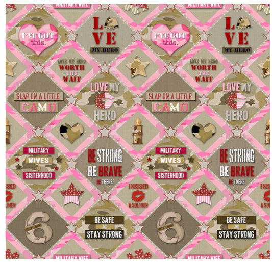 Homefront Girl Military Pink Diamond Sisterhood Camo Sykel Cotton Fabric Sykel 10437
