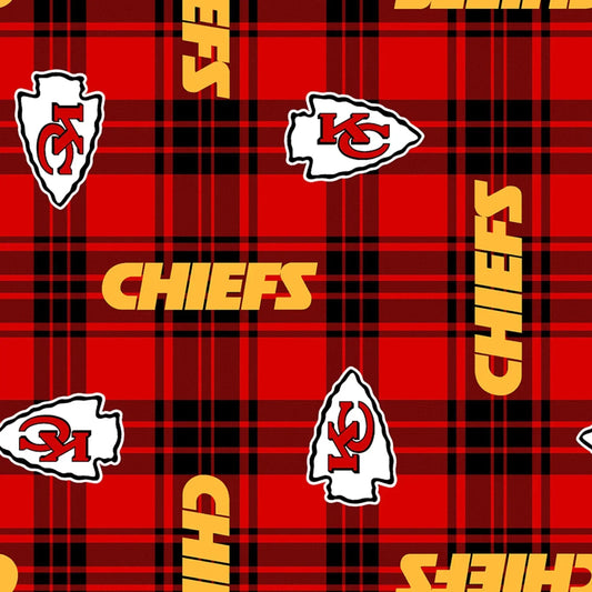 Kansas City Chiefs NFL Football Plaids Fabric Traditions Polyester Fleece Fabric NFL-6454-D