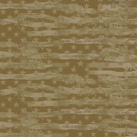 Khaki Armed Forces Military Camo USA Flag Khaki Sykel Enterprises Cotton Fabric SYK-1341-KHAKI