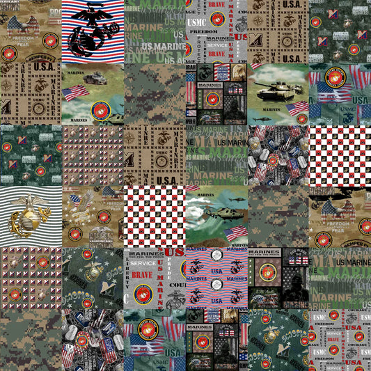Military Marines Cheater Quilt Allover 60" Sykel Enterprises Cotton Fabric SYK-1363-M