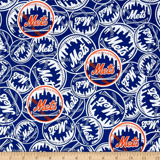 New York Mets MLB Baseball Logo 58" Fabric Traditions Cotton Fabric MLB-6666B