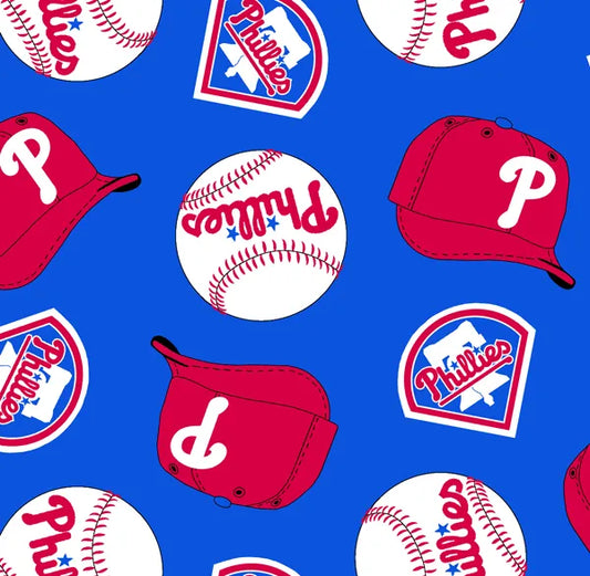 Philadelphia Phillies MLB Baseball All Over Blue Fabric Traditions Polyester FLEECE Fabric MLB-6532-D