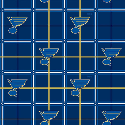 St Louis Blues NHL Hockey Plaid FLANNEL Cotton Fabric NHL-023 SLB
